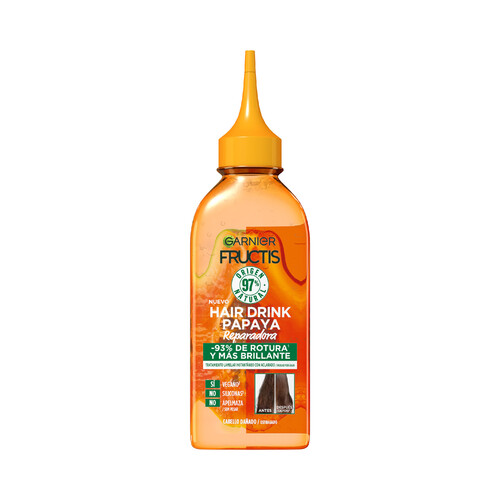 FRUCTIS Tratamiento lamelar instantáneo reparador con aclarado para cabellos dañados FRUCTIS Hair drink papaya de Garnier 200 ml.