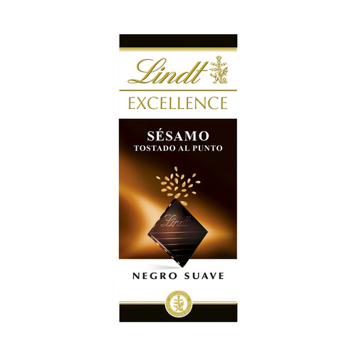 LINDT Excellence Chocolate negro con granos de sésamo tostados al punto 100 g.