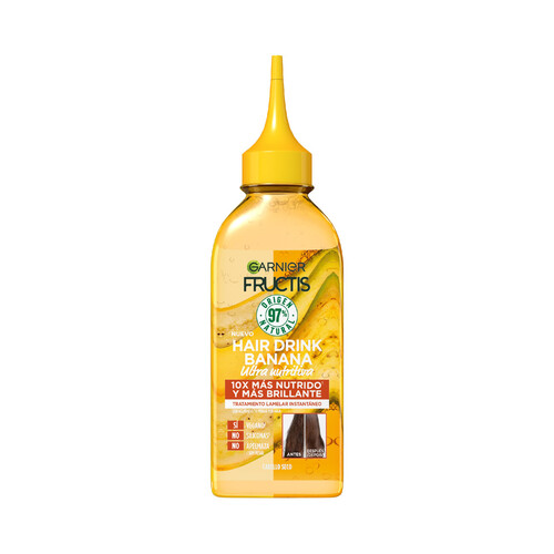 FRUCTIS Tratamiento lamelar instantáneo ultra nutritivo y sin aclarado para cabellos secos FRUCTIS Hair drink banana de Garnier 200 ml.