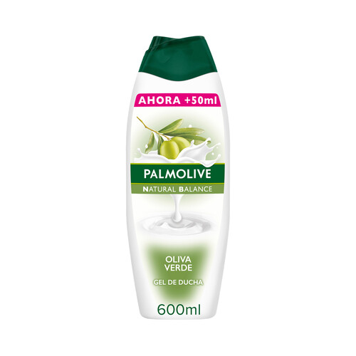 PALMOLIVE Natural balance Gel de baño o ducha con textura crema, leche y extracto de oliva verde 600 ml.