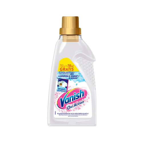 VANISH Potenciador del lavado multifunción con triple efecto: quitamanchas, eliminación de olores y cuidado de los colores 750 + 750 ml.