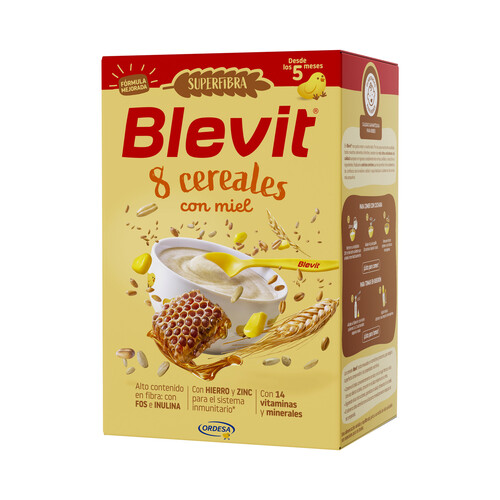 BLEVIT Superfibra Papilla de 8 cereales con miel, a partir de 5 meses 500 g.