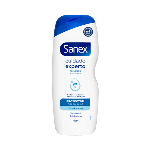 SANEX Cuidado experto Gel hidratante y protector para ducha o baño, para todo tipo de pieles 600 ml.