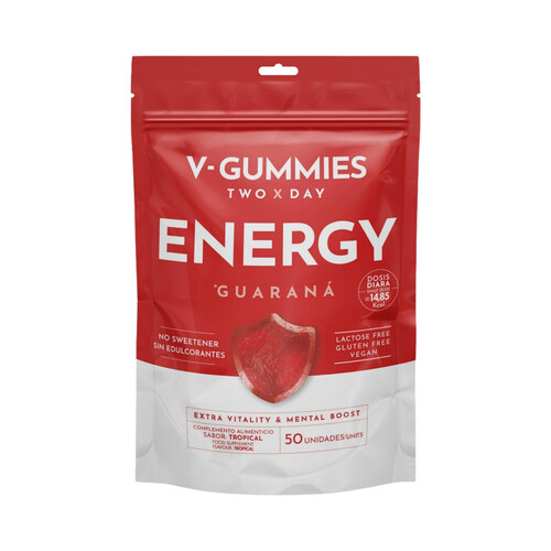  V-GUMMIES Energy Complemento nutricional sin edulcorantes y con guaraná (sabor tropical) 50 uds.