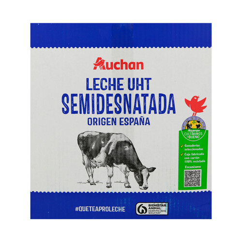 ALCAMPO CULTIVAMOS LO BUENO Leche de vaca semidesnatada, de origen española 6x1 l.