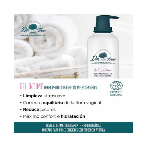 DR. TREE Gel íntimo dermoprotector que refuerza el microbioma, especial pieles sensibles DR. TREE 400 ml.