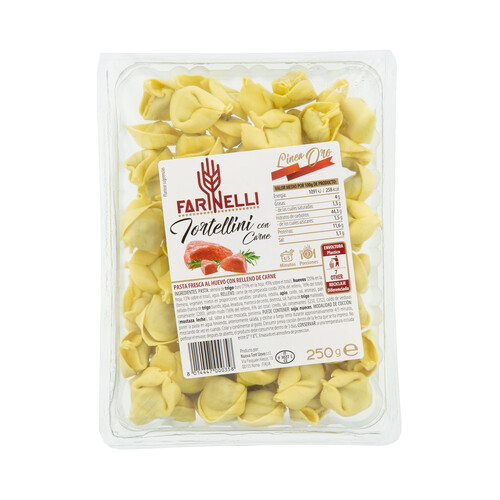 FARINELLI Linea oro Tortellini de pasta fresca al huevo rellenos de carne 250 g.