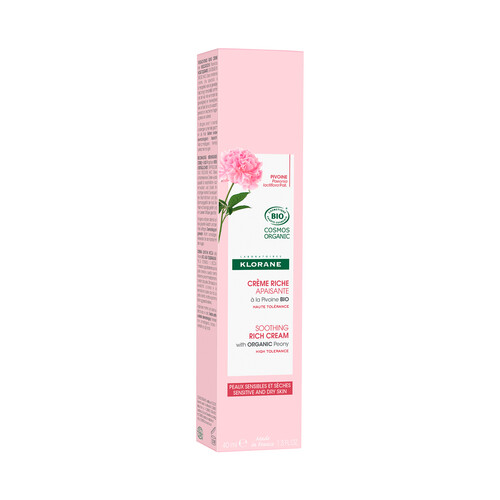 KLORANE Crema calmante con Peonia ecológica, para pieles sensibles y secas 40 ml.