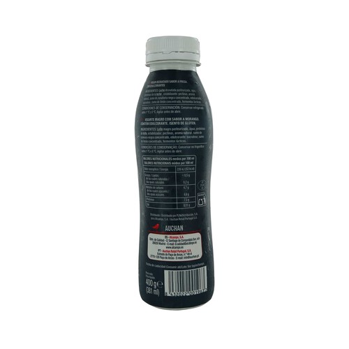 AUCHAN Protein + Yogur líquido para beber con sabor a fresa y alto contenido en proteina 381 ml. Producto Alcampo