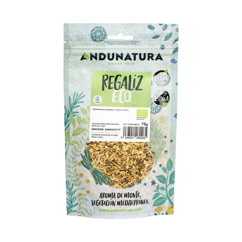 ANDUNATURA Hierbas para infusión de regaliz ecológico 70 g.