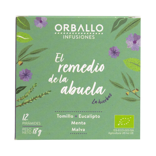 ORBALLO El remedio de la abuela Infusión ecológica a base de tomillo, eucalipto, menta y malva 12 uds.