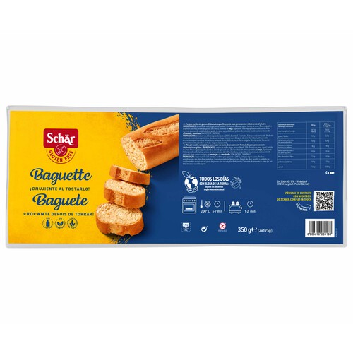 SCHÄR Pan baguette precocido dietético sin gluten SCHÄR 350 g.