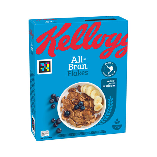 KELLOGG'S All bran flakes Cereales de trigo enriquecidos con salvado, vitaminas y minerales 375 g.