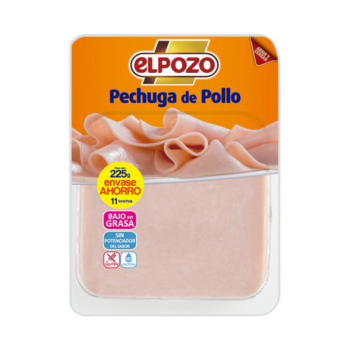 EL POZO Fiambre de pechuga de pollo cocida, cortada en lonchas EL POZO 225 g.