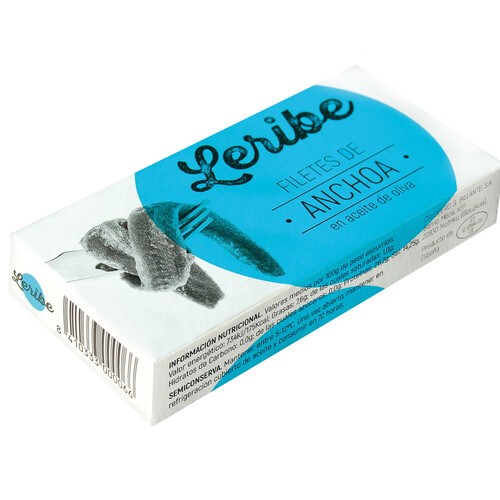 Filetes de anchoa en aceite de oliva LERIBE 45 g.(P. N. E. 26 g.)