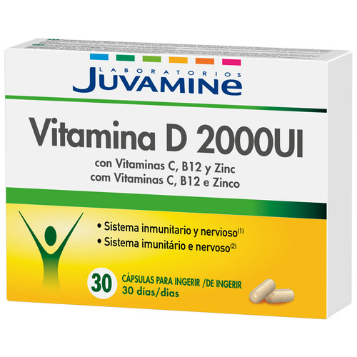 JUVAMINE Cápsulas de vitamina D, vitamina C, B12 y Zinc  30 uds 