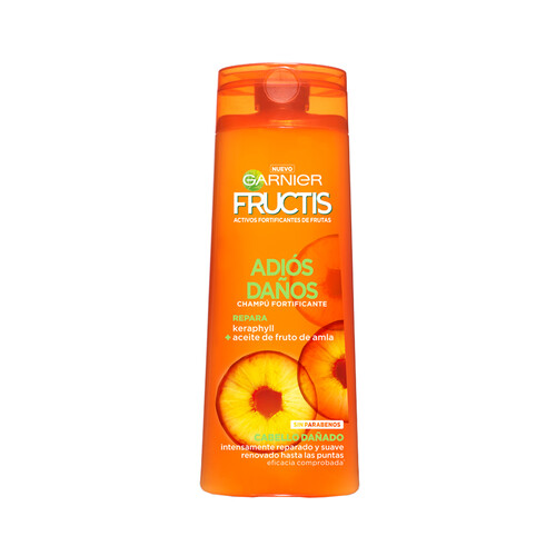 FRUCTIS Champú fortificante sin parabenos, para cabello dañado FRUCTIS Adiós daño de Garnier 360 ml.