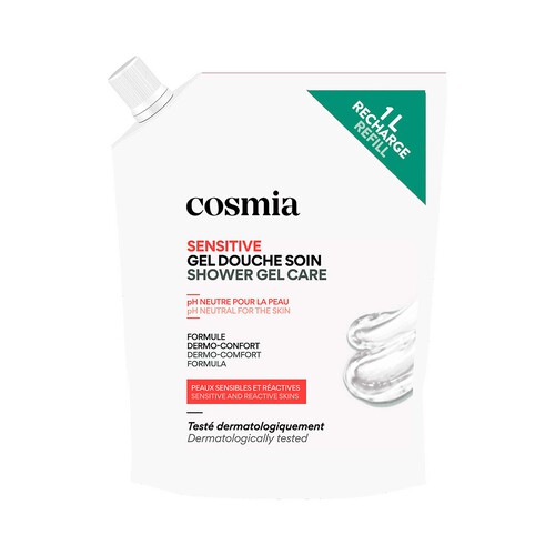 COSMIA Sensitive Recarga gel de baño o ducha con pH neutro, para pieles sensibles y reactivas 1 l.