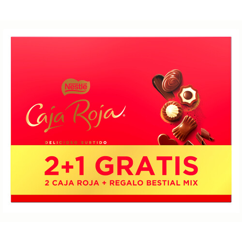 NESTLÉ Bombón caja roja + bestial 2 x 198 gr + 1 gratis 192 gr.