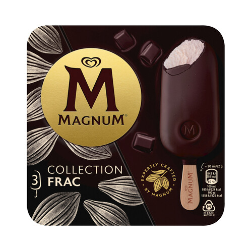 MAGNUM Collection frac bombón helado de nata recubierto de chocolate 3 x 90 ml.