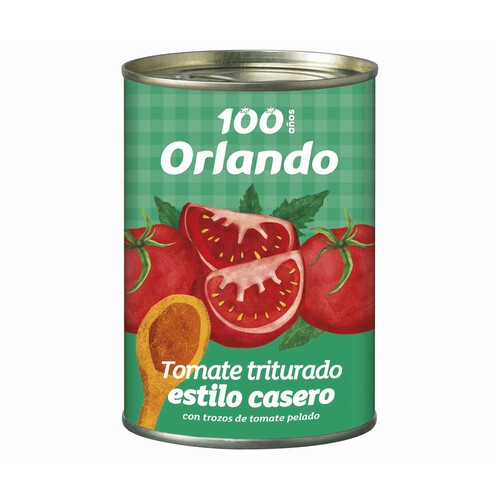 ORLANDO Tomate triturado estilo casero, con tomate troceado lata de 400 g.