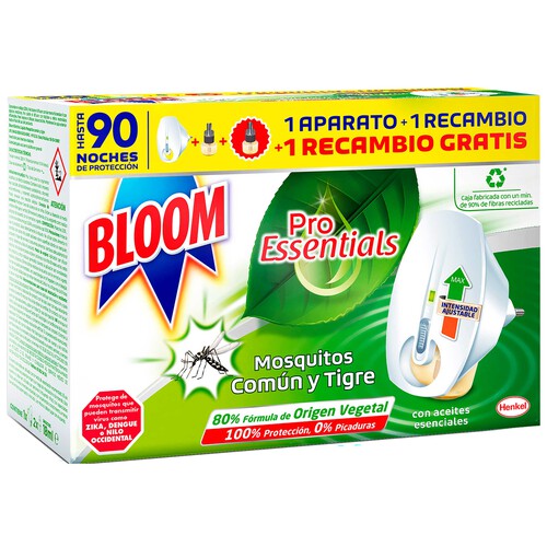 BLOOM Insecticida enchufable eficaz voladores BLOOM PRO ESSENTIALS Aparato + 2 recambios