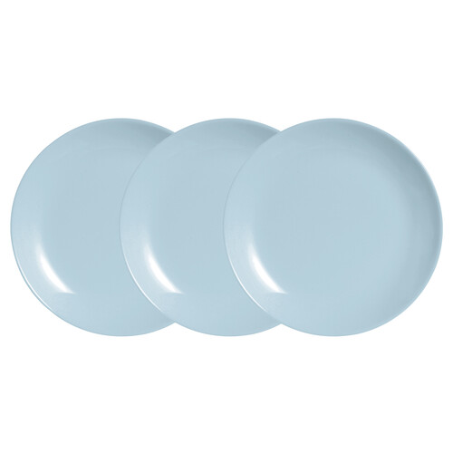 Set de 3 platos para postre de vidrio, color azul de 19 cm, MARE NOSTRUM.