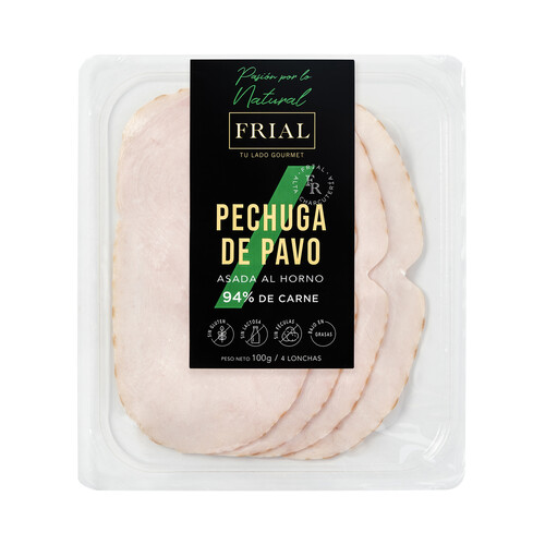 FRIAL Pehuga de pavo asada al horno y cortada en finas lonchas FRIAL 100 g.