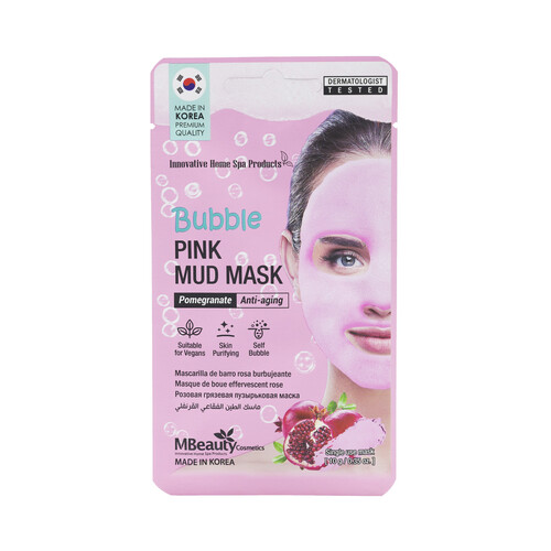 MBEAUTY Máscarilla facial de barro rosa burbujeante.