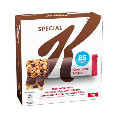 KELLOGG'S Special K  Barritas de cereales con chocolate negro  pack 6 uds. x 21,5 g.