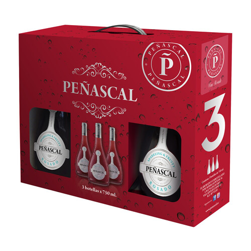 PEÑASCAL Estuche con 3 botellas de vino rosado de aguja con D.O. Vinos de la Tierra de Castilla-León.