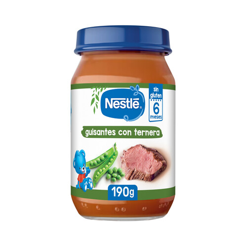 NESTLÉ Tarrito (textura fina) de guisantes con ternera, a partir de 6 meses 190 g.