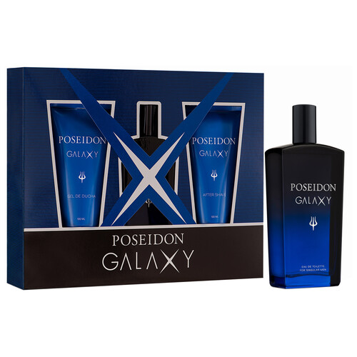 POSEIDON Galaxy Estuche para hombre con colonia, gel y after shave.