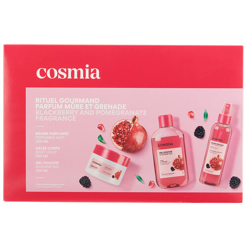 COSMIA Estuche regalo para mujer, con bruma corporal, gel y gelatina corporal.