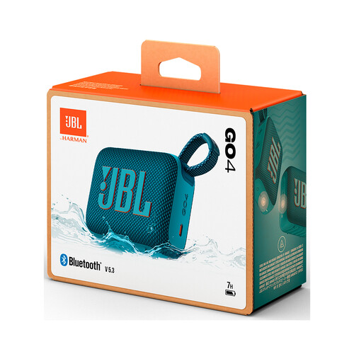 Altavoz portátil JBL Go 4  por batería, color azul, potencia 4,2W.