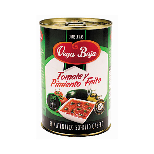 VEGA BAJA Tomate y pimiento frito con aceite de oliva virgen extra, 400 g.