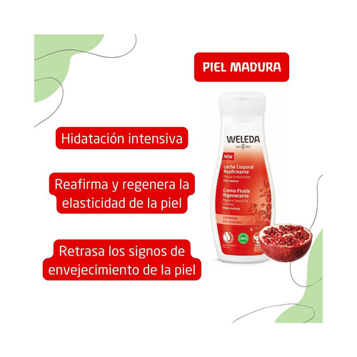 WELEDA Leche corporal reafirmante, que mejora la elasticidad, para pieles maduras 200 ml.