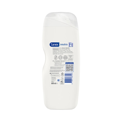 SANEX Sin neutro Gel de ducha o baño hidratante para todo tipo de pieles 600 ml.