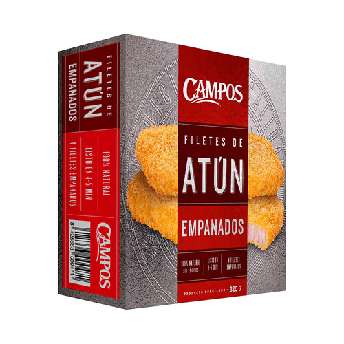 CAMPOS Filetes de atún empanados 100% naturales (sin aditivos) 320 g.