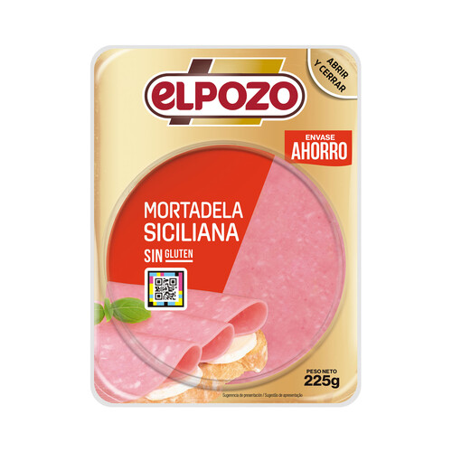 EL POZO Mortadela siciliana cortada en lonchas, elaborada sin gluten 225 g.