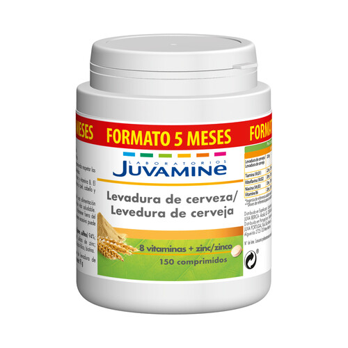 JUVAMINE Levadura de cerveza 8 vitaminas + zinc 150 uds.