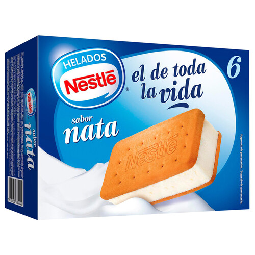 NESTLÉ Sándwich relleno de helado de nata 8 x 100 ml.