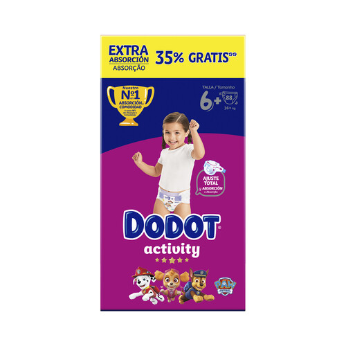 DODOT Activity Pañal talla 6+ (+14 kg) 88 uds.