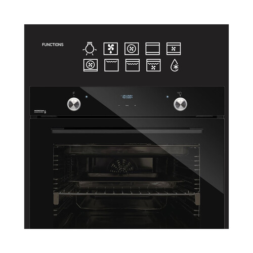 Horno multifunción TAURUS HM978BKD capacidad: 78L, A: 59,5cm, H: 59,5cm, F: 57,5cm.