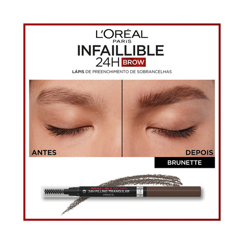 L´ORÉAL PARIS  Infaillible brows 24h tono 3.0 Brunette  Lápiz, rellenador y perfilador de cejas de larga duración.