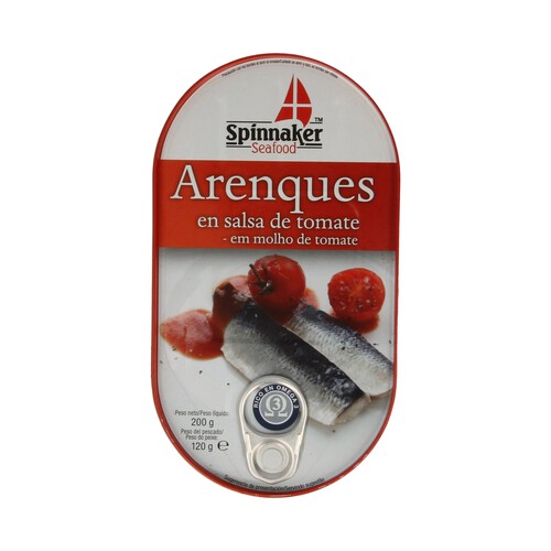 SPINNAKER Arenques con tomate, ahumados del Norte SPINNAKER 200 g.