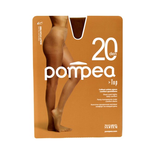 Panty transparente mate, 20den, POMPEA, color ambrato, talla S.