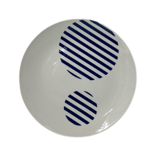 Vajilla 18 piezas porcelana azul geométrico