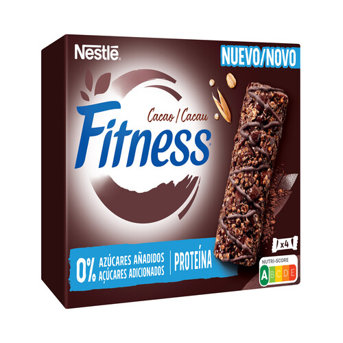 FITNESS de Nestlé Barritas de cereales sin azúcares añadidos y con sabor chocolate 4 uds.