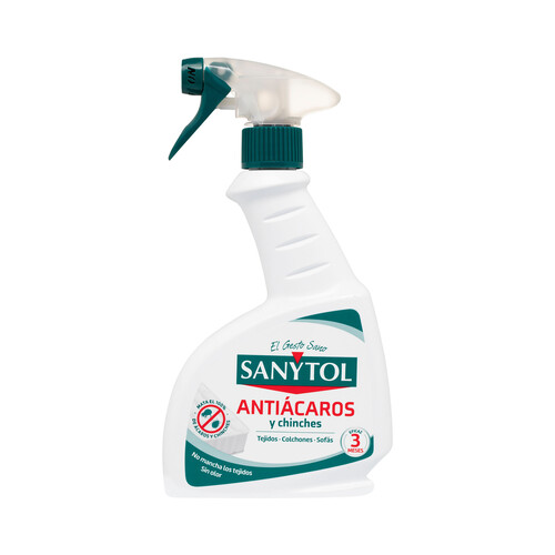 SANYOL Spray antiácaros y chinches, para tejidos, colchones y sofás 300 ml.